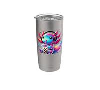Splash Art Axolotl Salamandre Thé au lait Perles de boba Gobelet isotherme en acier inoxydable double paroi