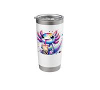 Splash Art Axolotl Salamandre Thé au lait Perles de boba Gobelet isotherme en acier inoxydable double paroi