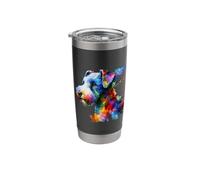 Splash Art Bedlington Terrier Rothbury Terrier Gobelet isotherme en acier inoxydable double paroi