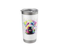 Splash Art Bedlington Terrier Rothbury Terrier Gobelet isotherme en acier inoxydable double paroi