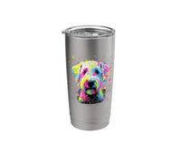 Splash Art Bedlington Terrier Rothbury Terrier Gobelet isotherme en acier inoxydable double paroi