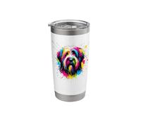 Splash Art Briard Briards Berger de Brie Dog Gobelet isotherme en acier inoxydable double paroi