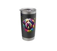 Splash Art Briard Briards Berger de Brie Dog Gobelet isotherme en acier inoxydable double paroi