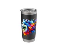 Splash Art Canadian Eskimo Dog Gobelet isotherme en acier inoxydable double paroi
