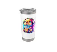 Splash Art Capybara Thé au lait Perles de boba Tapioca Gobelet isotherme en acier inoxydable double paroi