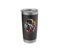 Splash Art Casque Musique Chant Chanteur Chanson Gobelet isotherme en acier inoxydable double paroi