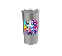 Splash Art Chat Thé au lait Perles de boba Tapioca Chaton Gobelet isotherme en acier inoxydable double paroi