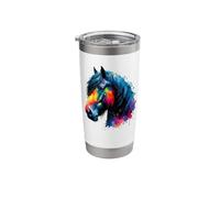 Splash Art Cheval Frison Équitation Équestre Gobelet isotherme en acier inoxydable double paroi