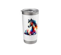 Splash Art Cheval Pinto Équitation Équestre Gobelet isotherme en acier inoxydable double paroi