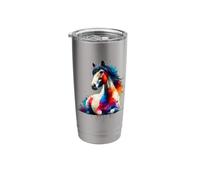 Splash Art Cheval Pinto Équitation Équestre Gobelet isotherme en acier inoxydable double paroi