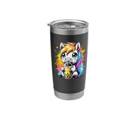 Splash Art Cheval Thé au lait Perles de boba Tapioca Gobelet isotherme en acier inoxydable double paroi