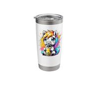 Splash Art Cheval Thé au lait Perles de boba Tapioca Gobelet isotherme en acier inoxydable double paroi
