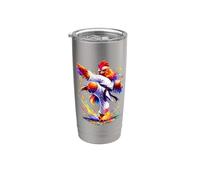 Splash Art Chicken Karateka Fighter Karate Martial Arts Gobelet isotherme en acier inoxydable double paroi