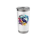 Splash Art Corbeau Silhouette Grand Corbeaux Gobelet isotherme en acier inoxydable double paroi
