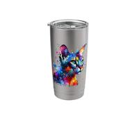Splash Art Egyptian Mau Cat Egyptian Maus Gobelet isotherme en acier inoxydable double paroi