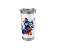 Splash Art Egyptian Mau Cat Egyptian Maus Gobelet isotherme en acier inoxydable double paroi