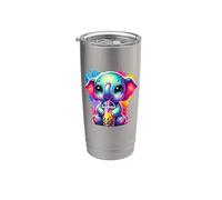 Splash Art Éléphant Thé au lait Perles de boba Tapioca Gobelet isotherme en acier inoxydable double paroi