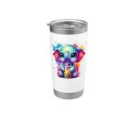 Splash Art Éléphant Thé au lait Perles de boba Tapioca Gobelet isotherme en acier inoxydable double paroi