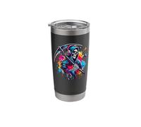Splash Art Faucheur Halloween Fantôme Mort Gobelet isotherme en acier inoxydable double paroi