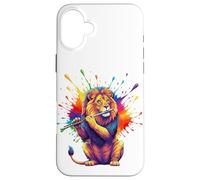 Splash Art Flute Lion Flautist Coque pour iPhone 16 Plus