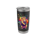 Splash Art Flute Lion Flautist Gobelet isotherme en acier inoxydable double paroi