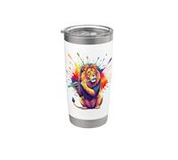 Splash Art Flute Lion Flautist Gobelet isotherme en acier inoxydable double paroi