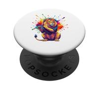 Splash Art Flute Lion Flautist PopSockets PopGrip Adhésif