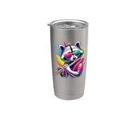 Splash Art Flûtiste Raton Laveur Flûte Gobelet isotherme en acier inoxydable double paroi