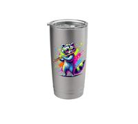 Splash Art Flûtiste Raton Laveur Flûte Gobelet isotherme en acier inoxydable double paroi