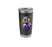 Splash Art Flûtiste Raton Laveur Flûte Gobelet isotherme en acier inoxydable double paroi