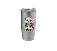 Splash Art Furet Thé au lait Perles de boba Tapioca Gobelet isotherme en acier inoxydable double paroi
