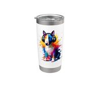 Splash Art Headphones Miniature Bull Terrier Mini Bull Gobelet isotherme en acier inoxydable double paroi