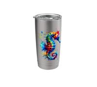 Splash Art Hippocampe Hippocampes Gobelet isotherme en acier inoxydable double paroi