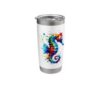 Splash Art Hippocampe Hippocampes Gobelet isotherme en acier inoxydable double paroi