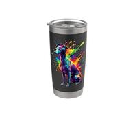 Splash Art Italian Greyhound With Headphones Gobelet isotherme en acier inoxydable double paroi