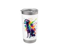 Splash Art Italian Greyhound With Headphones Gobelet isotherme en acier inoxydable double paroi