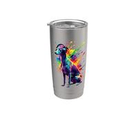 Splash Art Italian Greyhound With Headphones Gobelet isotherme en acier inoxydable double paroi