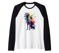 Splash Art Italian Greyhound with Headphones Manche Raglan