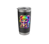 Splash Art Ours buvant Boba Perles de thé au lait Tapioca Gobelet isotherme en acier inoxydable double paroi