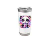 Splash Art Ours Panda Boba Thé au lait perlé Tapioca Gobelet isotherme en acier inoxydable double paroi