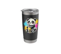Splash Art Ours Panda Boba Thé au lait perlé Tapioca Gobelet isotherme en acier inoxydable double paroi