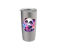 Splash Art Ours Panda Boba Thé au lait perlé Tapioca Gobelet isotherme en acier inoxydable double paroi