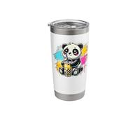 Splash Art Ours Panda Boba Thé au lait perlé Tapioca Gobelet isotherme en acier inoxydable double paroi