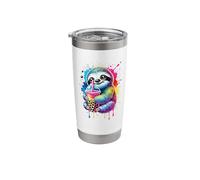Splash Art Paresseux Thé au lait Perles de boba Tapioca Gobelet isotherme en acier inoxydable double paroi