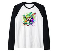 Splash Art Rabbit Headphones Easter Bunny Rabbits Manche Raglan