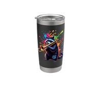 Splash Art Raccoon Playing Trombone Music Gobelet isotherme en acier inoxydable double paroi