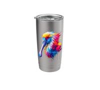 Splash Art Spatule rosée Observation des Oiseaux Gobelet isotherme en acier inoxydable double paroi