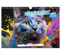 Splash Calendrier mural 2026 format A4 paysage, motif chats au besoin de couleur, calendrier mensuel CALVENDO