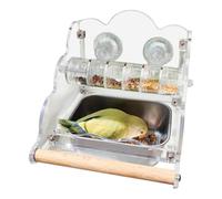Splash Proof Bird Dishes, Clear Parrot Food Bowls, Rotating Bird Food Dish, Parakeet Food Storage, Oiseaux Feeding Supplies, Easy Clean Bird Dishes, Bird Bowls with Perch, Adjustable Feeder for Birds