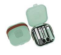 Splash-Proof Portable 7-PCS Nail Clipper Manicure Set - Stainless Steel Manicure Kit with Stainless Steel Tweezers , Nail Clipper Set , File & Leather Case for Travel & Home (#1)